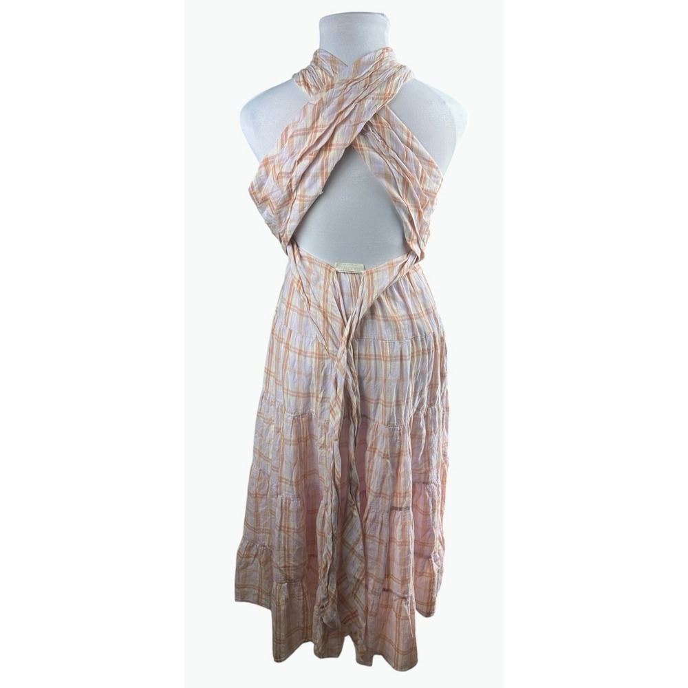 *Flaw Ulla Johnson Noelle Wrap Dress Plaid Midi Fit Flare Criss Cross Tie Size 4 - Picture 9 of 16